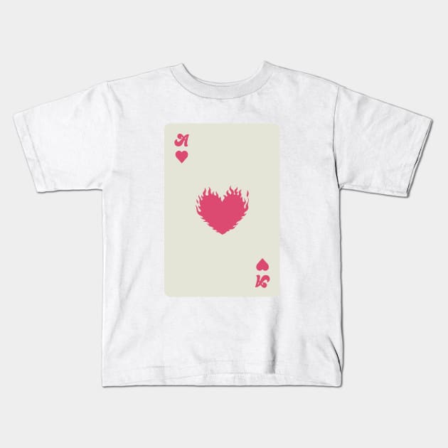 Heart on fire - Ace of hearts card Kids T-Shirt by TheMEXimalists